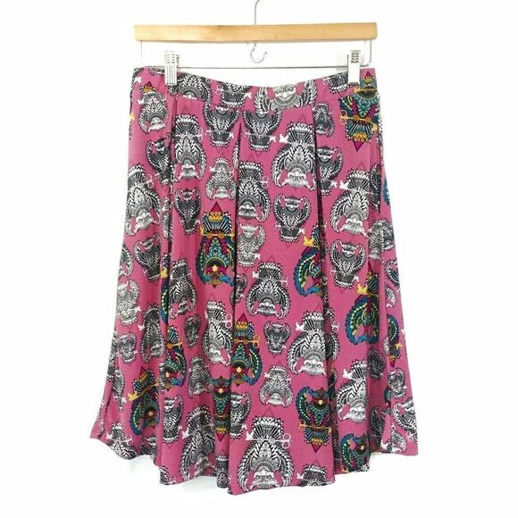 Lularoe Madison Skirt Owl Print Large Pink - Picture 2 of 4
